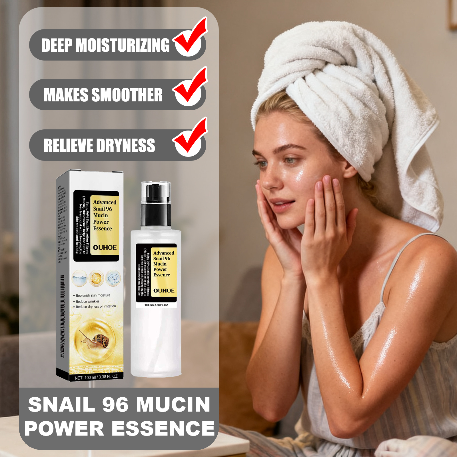 OUHOE Snail 96 Mucin Moisturiz - Snail Mucin Essence avis et prix