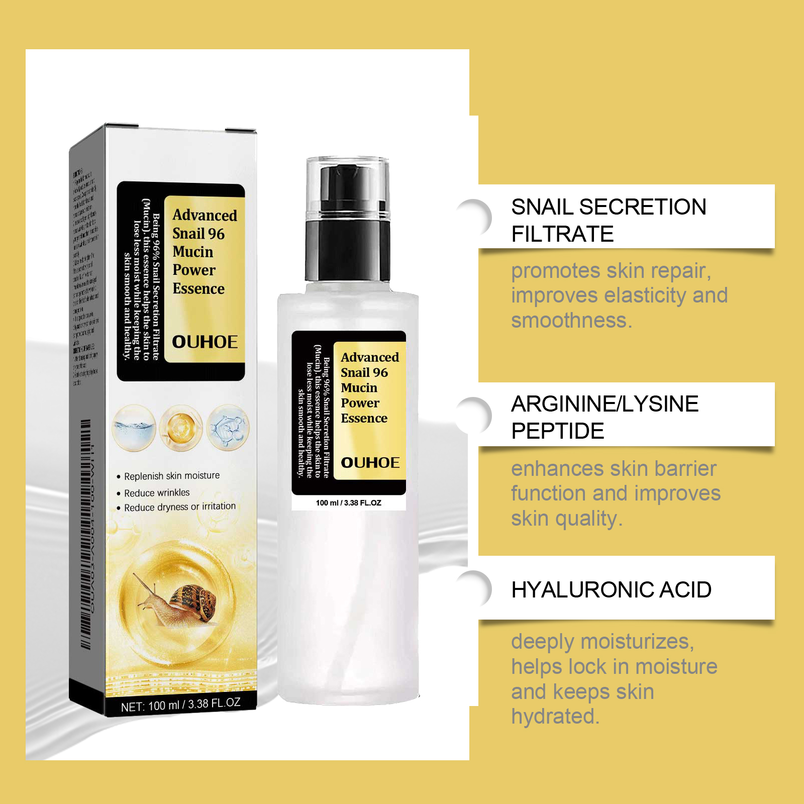 OUHOE Snail 96 Mucin Moisturiz - Snail Mucin Essence avis et prix