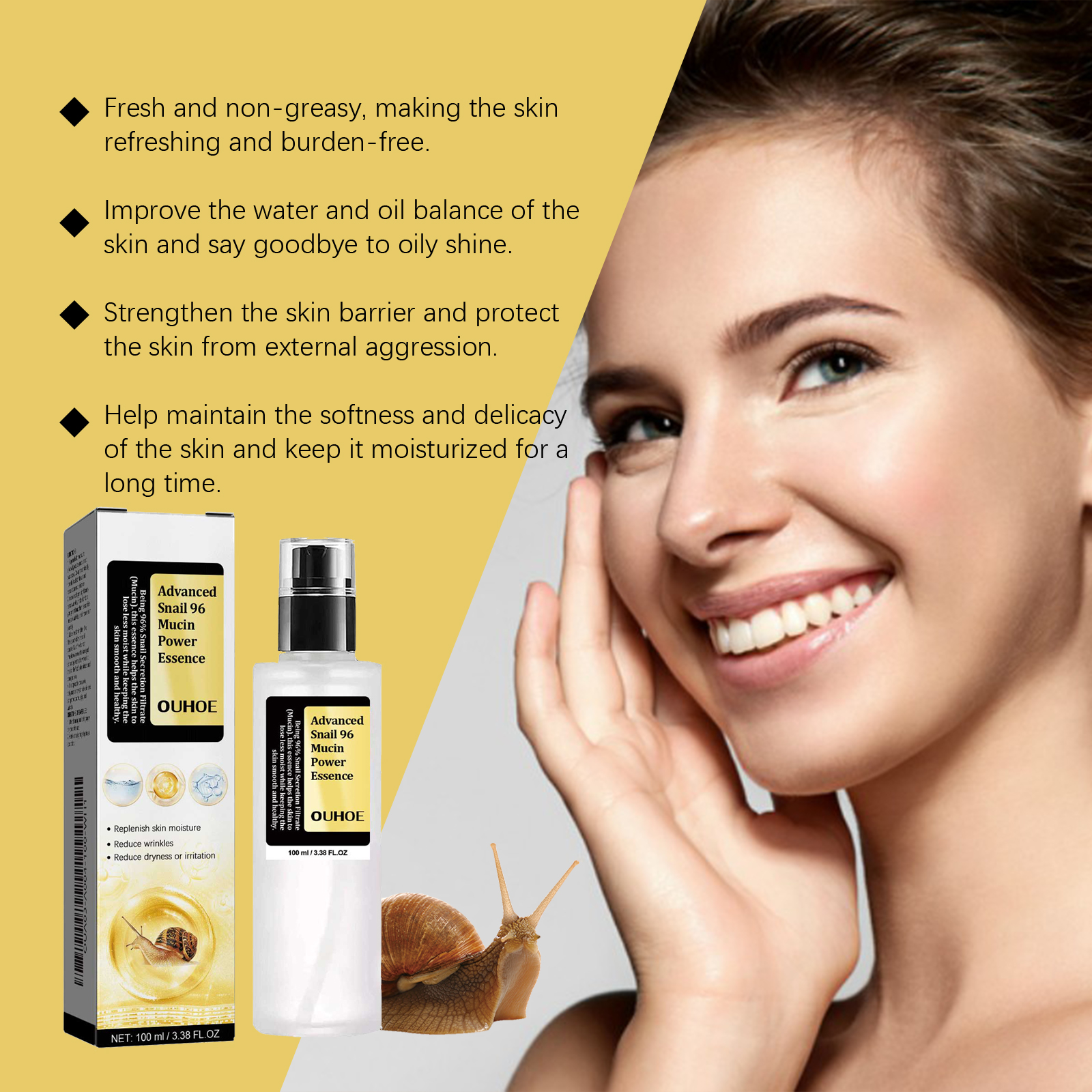 OUHOE Snail 96 Mucin Moisturiz - Snail Mucin Essence avis et prix