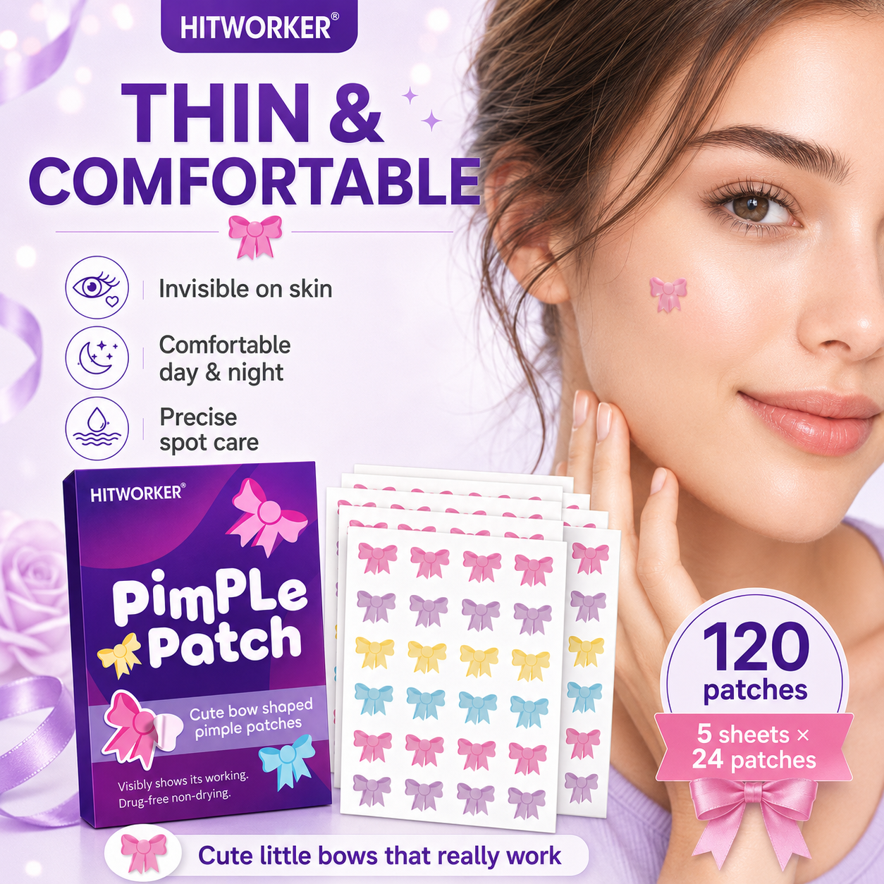 120Pcs Bow Shaped Acne Pimple  - Skincare You avis et prix