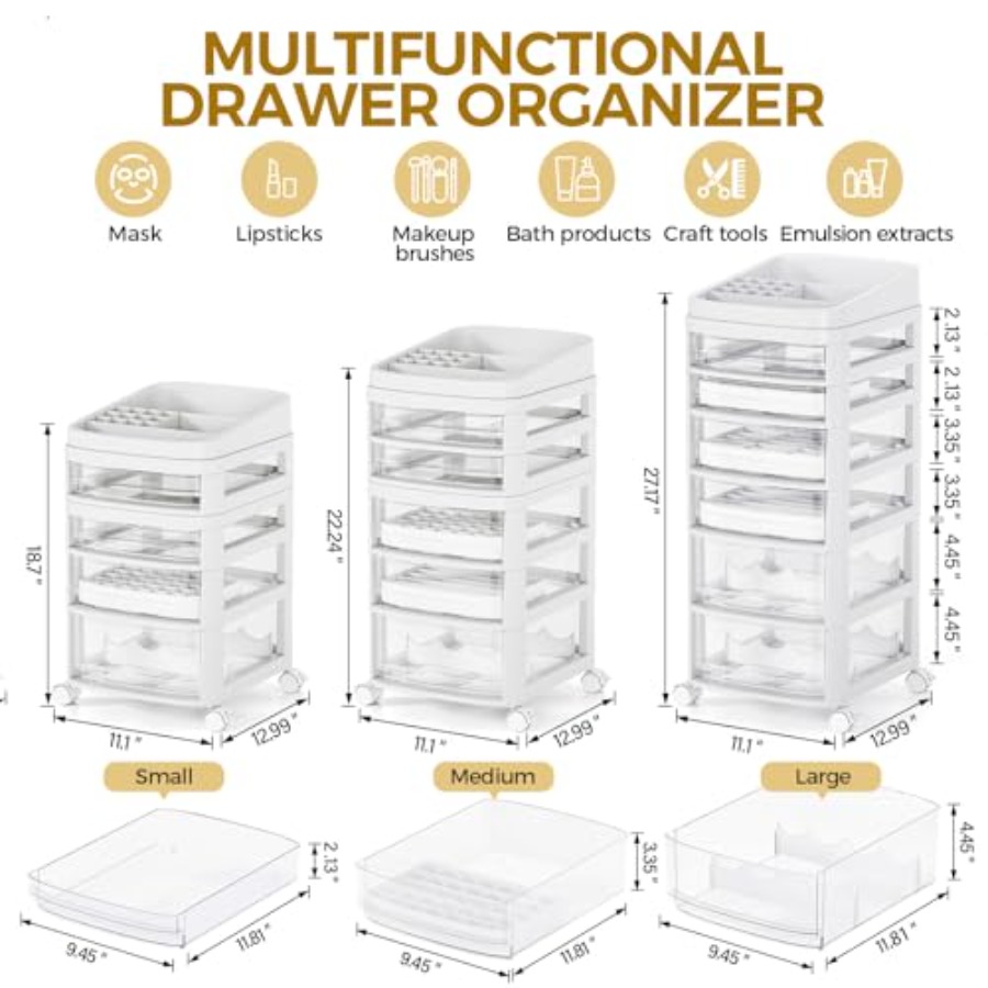 Rolling Cart with 6 Drawers Cl - Skincare You avis et prix