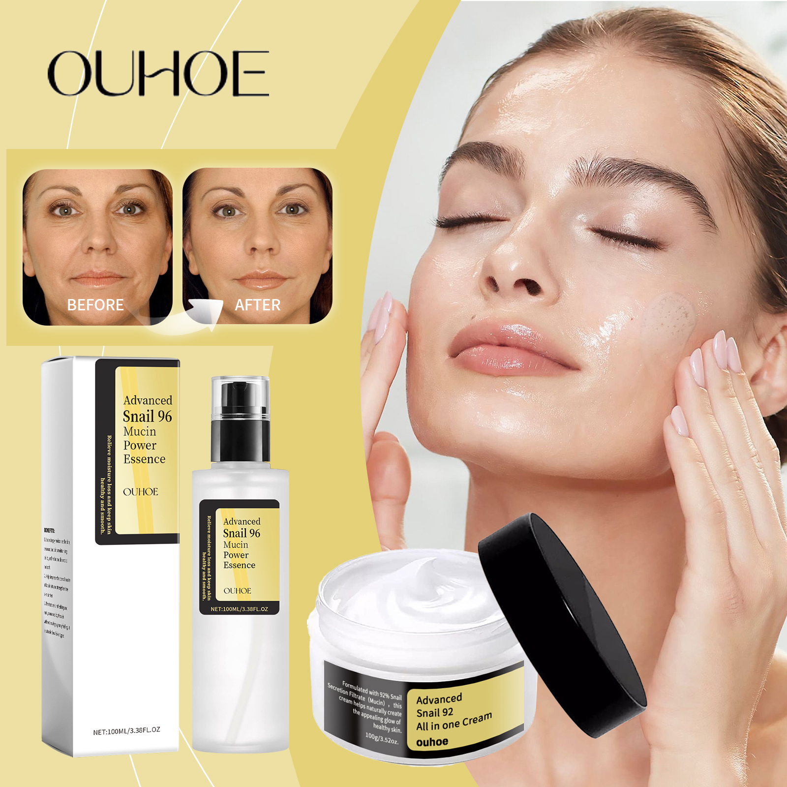Ouhoe Snail Collagen Face Crea - Snail Mucin Essence avis et prix